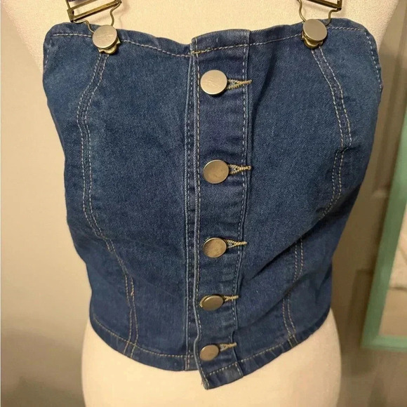 Denim jeans top with front buttons Size small - Picture 4 of 7